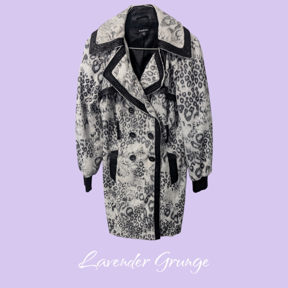 Bebe Snow Leopard Trench Coat - US M